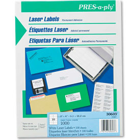 Avery Consumer Products 30603 Avery® Pres-A-Ply Laser Address Labels, 2 x 4, White, 1000/Box image.