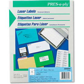 Avery Consumer Products 30604 Avery® Pres-A-Ply Laser Address Labels, 3-1/3 x 4, White, 600/Box image.