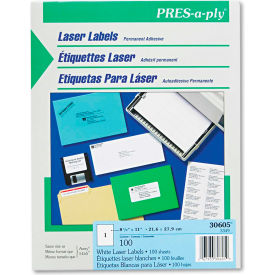 Avery Consumer Products 30605 Avery® Pres-A-Ply Laser Address Labels, 8-1/2 x 11, White, 100/Box image.