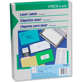 Avery Consumer Products AVE30606 Avery® Pres-A-Ply Laser Address Labels, 1 x 2-5/8, White, 7500/Box image.