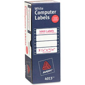 Avery Consumer Products 4013 Avery® Dot Matrix Printer Address Labels, 1 Across, 15/16 x 3-1/2, White, 5000/Box image.