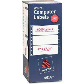 Avery Consumer Products 4014*****##* Avery® Dot Matrix Printer Address Labels, 1 Across, 1-7/16 x 4, White, 5000/Box image.