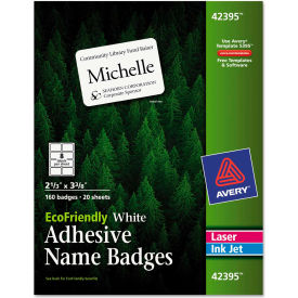 Avery Consumer Products 42395 Avery® EcoFriendly Name Badge Labels, 2-1/3" x 3-3/8, White, 160/Box image.