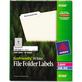 Avery Consumer Products 45366 Avery® EcoFriendly Labels, 2/3 x 3-7/16, White, 1500/Pack image.