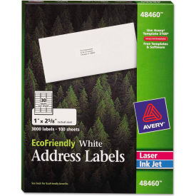 Avery Consumer Products 48460 Avery® EcoFriendly Labels, 1 x 2-5/8, White, 3000/Pack image.