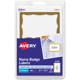 Avery Consumer Products 5146 Avery® Name Badge Labels With Gold Border, 2-11/32" x 3-3/8" image.