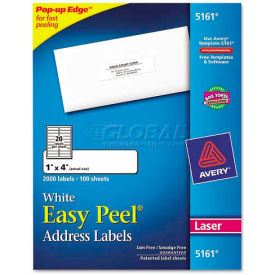 Avery Consumer Products 5161 Easy Peel Laser Address Labels, 1 x 4, White, 2000 Labels image.