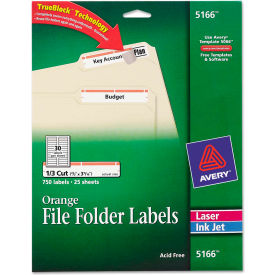 Avery Consumer Products 5166 Avery® Permanent Adhesive Laser/Inkjet File Folder Labels, Orange Border, 750/Pack image.
