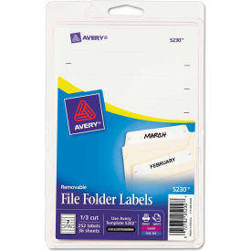 Avery Consumer Products 5230 Avery® Removable Inkjet/Laser Filing Labels, 2/3 x 3-7/16, White, 252/Pack image.