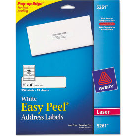 Avery Consumer Products 5261 Avery® Easy Peel Laser Address Labels, 1 x 4, White, 500/Pack image.