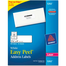 Avery Consumer Products 5262 Avery® Easy Peel Laser Address Labels, 1-1/3 x 4, White, 350/Pack image.