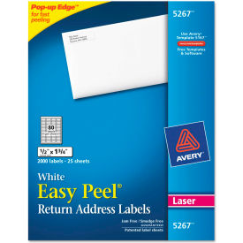 Avery Consumer Products AVE5267 Avery® Easy Peel Laser Address Labels, 1/2 x 1-3/4, White, 2000/Pack image.