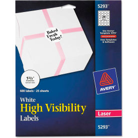 Avery Consumer Products 5293 Avery® High-Visibility Round Laser Labels, 1-2/3" Dia, White, 600/Pack image.