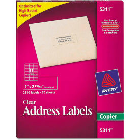 Avery Consumer Products 5311 Avery® Self-Adhesive Mailing Labels for Copiers, 1 x 2-13/16, Clear, 2310/Pack image.