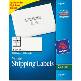 Avery Consumer Products 5352 Avery® Self-Adhesive Shipping Labels for Copiers, 2 x 4-1/4, White, 1000/Box image.