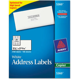 Avery Consumer Products 5360 Avery® Self-Adhesive Address Labels for Copiers, 1-1/2 x 2-13/16, White, 2100/Box image.