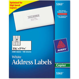 Avery Consumer Products 5363 Avery® Self-Adhesive Address Labels for Copiers, 1-3/8 x 2-13/16, White, 2400/Box image.