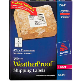 Avery Consumer Products 5524 Avery® White Weatherproof Laser Shipping Labels, 3-1/3 x 4, 300/Pack image.