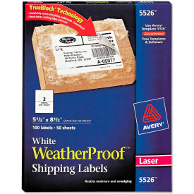 Avery Consumer Products 5526 Avery® White Weatherproof Laser Shipping Labels, 5-1/2 x 8-1/2, 100/Pack image.
