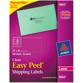 Avery Consumer Products 5663 Avery® Easy Peel Laser Mailing Labels, 2 x 4, Clear, 500/Box image.