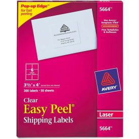 Avery Consumer Products 5664 Avery® Easy Peel Laser Mailing Labels, 3-1/3 x 4, Clear, 300/Box image.