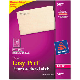 Avery Consumer Products 5667 Avery® Easy Peel Laser Mailing Labels, 1/2 x 1-3/4, Clear, 2000/Box image.