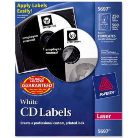 Avery-Dennison 5697 Avery 5697 Laser CD/DVD Labels, Matte White, 250/Pack image.