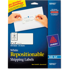 Avery Consumer Products 58163 Avery® Repositionable Shipping Labels for Laser Printers, 2 x 4, White, 250/Box image.