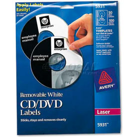 Avery-Dennison 5931 Avery 5931 Laser CD/DVD Labels, Matte White, 50/Pack image.