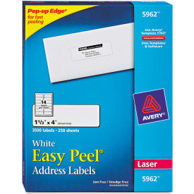 Avery Consumer Products 5962 Avery® Easy Peel Laser Address Labels, 1-1/3 x 4, White, 3500/Box image.