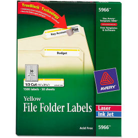 Avery Consumer Products 5966 Avery® Self-Adhesive Laser/Inkjet File Folder Labels, Yellow Border, 1500/Box image.