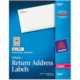 Avery Consumer Products 5967 Avery® Return Address Labels, 1/2 x 1-3/4, White, 20000/Box image.