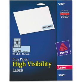 Avery Consumer Products 5980 Avery® High-Visibility Laser Labels, 1 x 2-5/8, Pastel Blue, 750/Pack image.