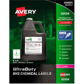 Avery Dennison Corporation 60504 Avery® GHS Chemical Waterproof & UV Resistent Labels, Laser, 4" x 4", 200/Box image.