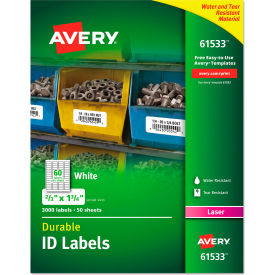 Avery Dennison Corporation 61533 Avery® Permanent ID Labels with TrueBlock Technology, Laser, 2/3"  x 1-3/4" , 3000/Pack image.