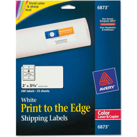 Avery Consumer Products 6873 Avery® Shipping Labels for Color Laser & Copier, 2 x 3-3/4, Matte White, 200/Pack image.