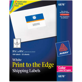 Avery Consumer Products 6878 Avery® Shipping Labels for Color Laser & Copier, 3-3/4 x 4-3/4, Matte White, 100/Pack image.