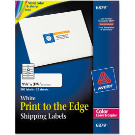 Avery Consumer Products 6879 Avery® Shipping Labels for Color Laser & Copier, 1-1/4 x 3-3/4, Matte White, 300/Pack image.