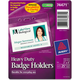 Avery Consumer Products 74471 Avery® Secure Top Heavy-Duty Badge Holders, Horizontal, 4" x 3", Clear, 25/Pack image.