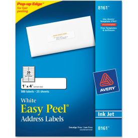 Avery Consumer Products 8161 Avery® Easy Peel Inkjet Address Labels, 1 x 4, White, 500/Pack image.