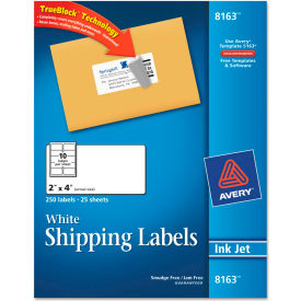 Avery Consumer Products 8163 Avery® Shipping Labels with TrueBlock Technology, 2 x 4, White, Ink Jet, 250/Pack image.
