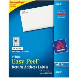 Avery Consumer Products 8167 Avery® Easy Peel Inkjet Return Address Labels, 1/2 x 1-3/4, WE, 2000/Pack image.