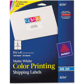 Avery Consumer Products 8254 Avery® Inkjet Labels for Color Printing, 3-1/3 x 4, Matte White, 120/Pack image.