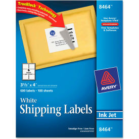 Avery Consumer Products 8464 Avery® Shipping Labels with TrueBlock Technology, 3-1/3 x 4, White, 600/Box image.