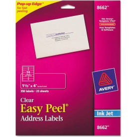 Avery Consumer Products 8662 Avery® Easy Peel Inkjet Mailing Labels, 1-1/3 x 4, Clear, 350/Pack image.