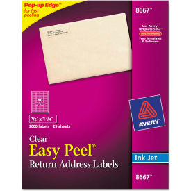 Avery Consumer Products 8667 Avery® Easy Peel Inkjet Mailing Labels, 1/2 x 1-3/4, Clear, 2000/Pack image.