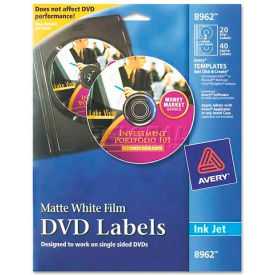 Avery-Dennison 8962 Avery 8962 Inkjet DVD Labels, Matte White, 20/Pack image.