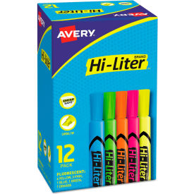 Avery Consumer Products 98034 Avery® HI-LITER Desk-Style Highlighters, Chisel Tip, Assorted Colors, Dozen image.