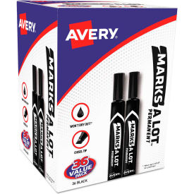 Avery Consumer Products 98206 Avery® MARKS A LOT Large Desk-Style Permanent Marker Value Pack, Broad Chisel Tip, Black, 36/Pk image.