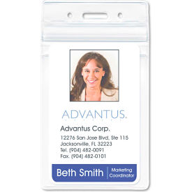 Advantus Corp. 75604 Advantus® PVC-Free Badge Holders, Vertical, 3" x 4", Clear, 50/Pack image.